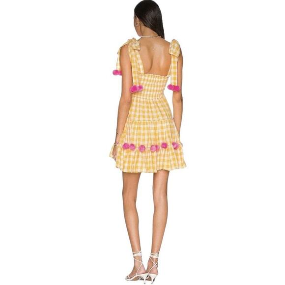 Sundress Square Neck Sleeveless Mini Dress Womens XL/XXL Yellow Gingham NWT $199 - Picture 2 of 16